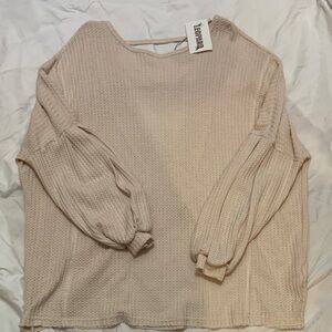 Textured Cream Blouse with Long Sleeves